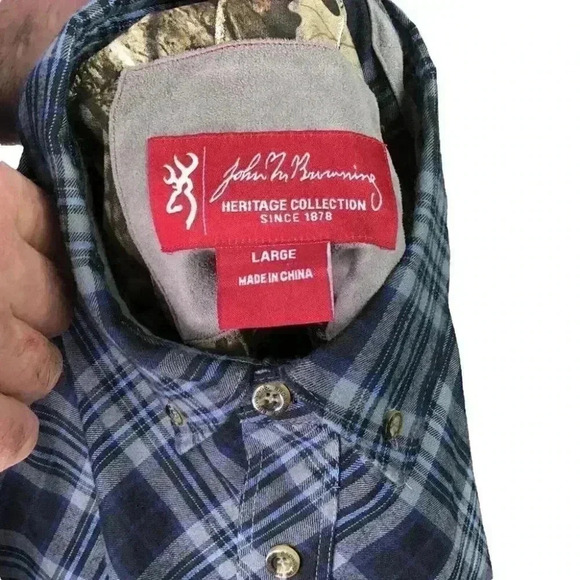 Browning Men L Plaid Flannel Shirt Multi Polyester Long Sleeve Pockets Easy Care - Picture 9 of 9